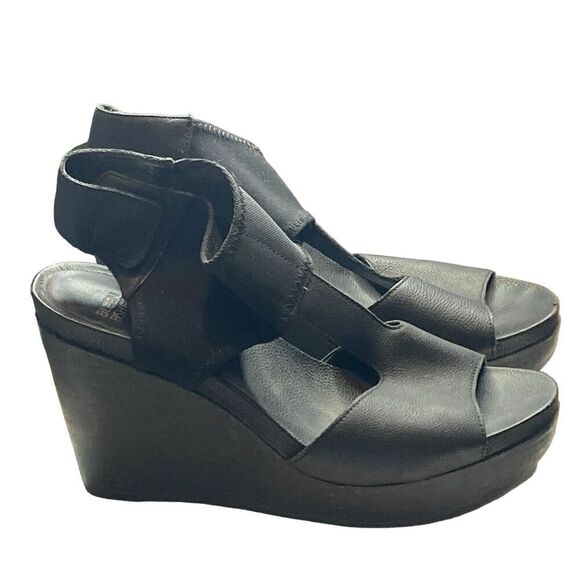 Eileen Fisher Shoes - Eileen Fisher Black Platform Wedge Sandals Size 10 Lagenlook Boho Comfortable